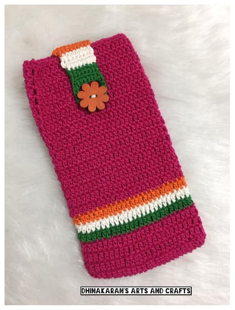Pink Crochet Mobile Cover