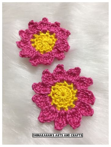 Pink Floral Crochet Patches