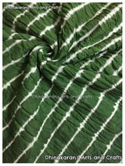 Bottle Green Cotton Lehariya Fabric