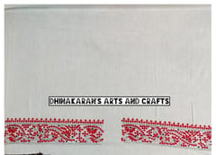Red Flowers Kutchwork Blouse Piece