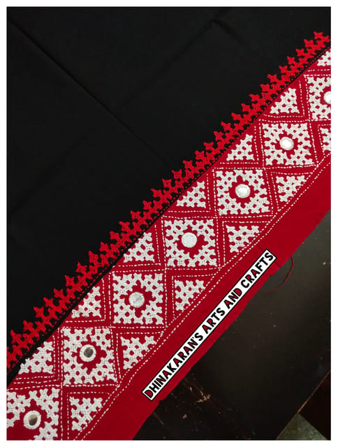 Black n Red Double Color Kutchwork Blouse Piece