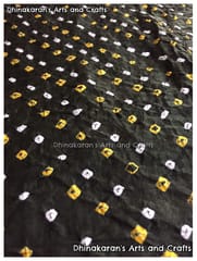 BLACK Pure Gajji Bandhani Fabric