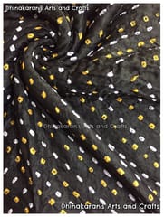 BLACK Pure Gajji Bandhani Fabric