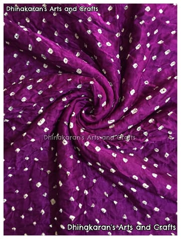 RICH PURPLE Pure Gajji Silk Bandhani Fabric