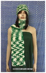 Green n White Crochet Hat & Scarf Set