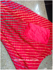 Red Multicolor Lehariya Saree