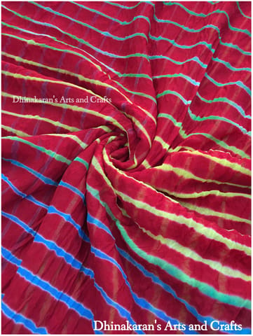 Red Multicolor Georgette Lehariya Fabric