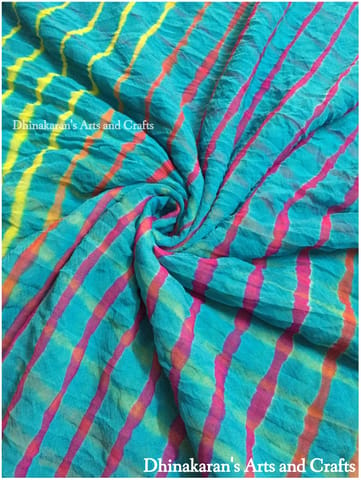 Sky Blue Multicolor Georgette Lehariya Fabric