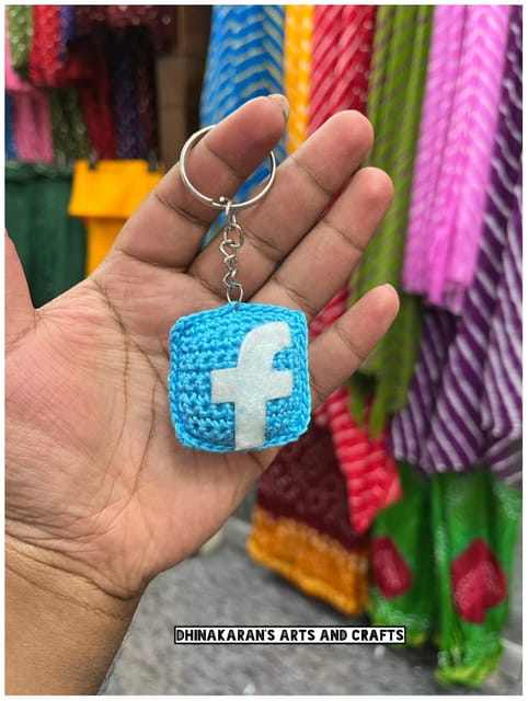 Facebook Crochet Keychain