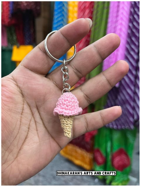 Mini Ice Cream Crochet Keychain