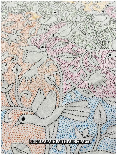 Bird Theme Full Kanthawork Blouse Piece