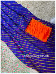 Blue n Orange Lehariya Saree