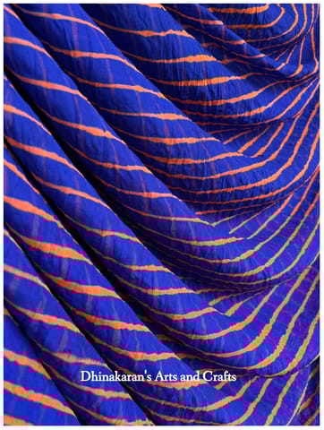Blue n Orange Lehariya Saree