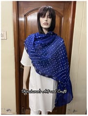 Art Silk Bandhani Dupatta - INDIGO BLUE