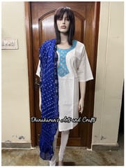 Art Silk Bandhani Dupatta - INDIGO BLUE
