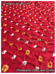 RED Pure Gajji Silk Bandhani Fabric