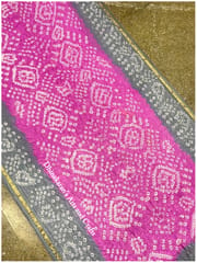 Art Silk Bandhani Saree - Pink and Grey