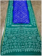 Art Silk Bandhani Saree - Blue and Rama Green