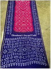 Art Silk Bandhani Saree- Pink and Blue