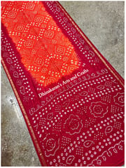 Art Silk Bandhani Saree - Orange and Red