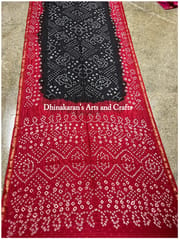 Art Silk Bandhani Saree - Black and Red