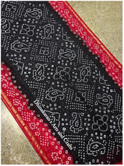 Art Silk Bandhani Saree - Black and Red