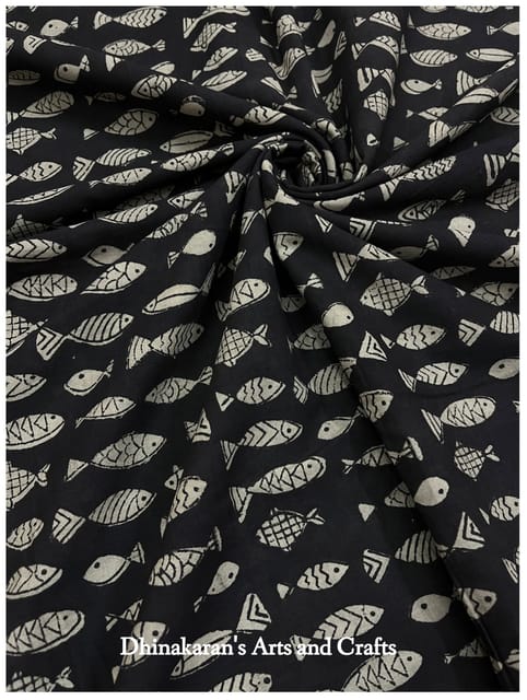 Fish Hand Block Print Fabric