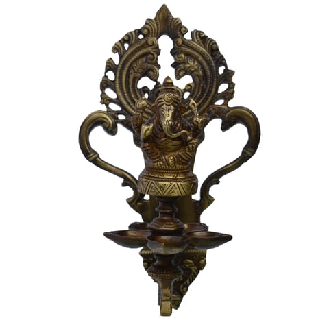 Brass Wall Hanging Lord Ganesh Oil Lamp Deepak - 7*7*12 inch (BS1200 A)