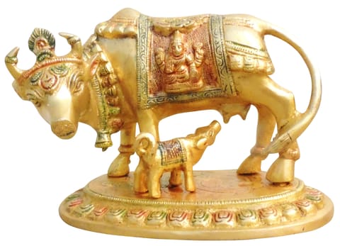 Brass Showpiece Cow With Calf Statue - 7*4.4*4.8 inch (BS1014 A)