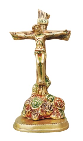 Brass Showpiece Jesus & Cross God Idol Statue  - 4.5*2.5*8 inch (BS971 B)