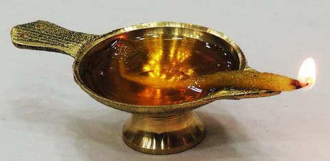 Brass Table Decor Oil Lamp Deepak No. 0  (MOQ- 12 Pcs.) - 3*1.6*0.8 inch (F626 A)