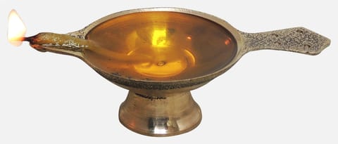 Brass Table Decor Oil Lamp Deepak No. 1  (MOQ- 12 Pcs.) - 3.5*2.8*1 inch (F626 B)