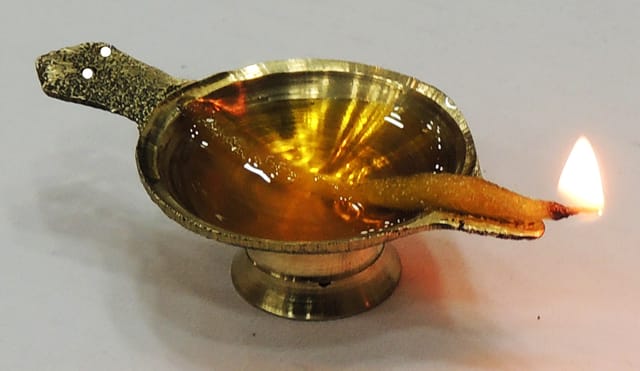 Brass Table Decor Oil Lamp Deepak No. 00  (MOQ- 12 Pcs.) - 2.6*1.5*0.7 inch (F626 X)