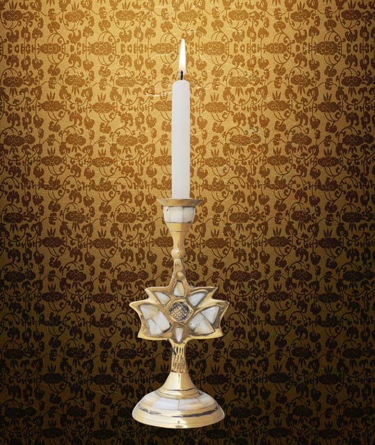 Brass Table Lotus Candle Stand - 3.5*3*7.2 inch (Z501 E) (MOQ : 2 Pcs.)