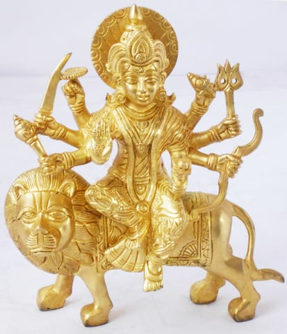Brass Showpiece Durga Ji God Idol Statue - 6.5x2.5x8 Inch (BS1108 C)