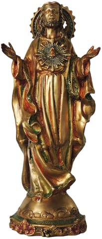 Brass Showpiece Jesus Big Colour Statue - 5*5.5*16 Inch (BS287)