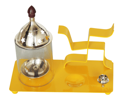 Iron & Brass Swastic Chimney Deepak In Yellow Color No. 2 -7*3.5*6.5 Inches (Z512 Y)