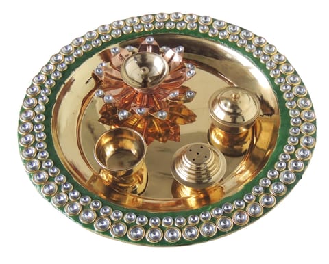 Brass Pooja Thali Beads-10*10*1.5  (Z538 A)