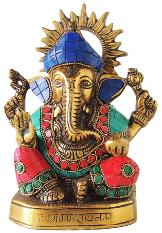 Aluminium Showpiece Ganesh Statue  - 5.5*3.2*7.5 Inch (AS405 G)