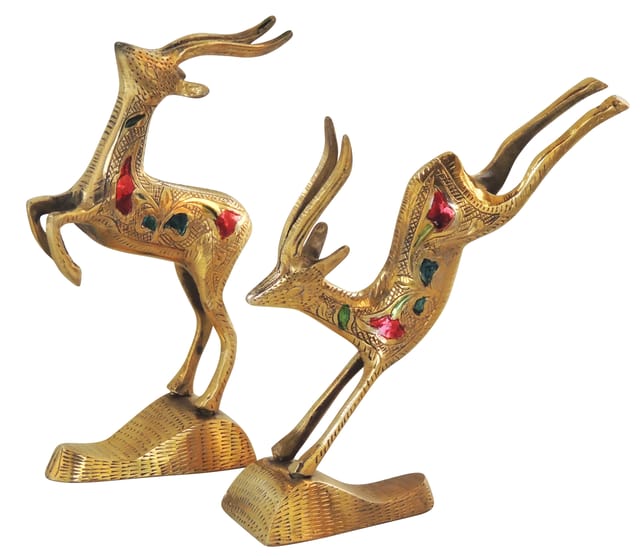 Brass Showpiece Running Deer Statue  - 1.5*3.5*7 Inch (AN023 C)