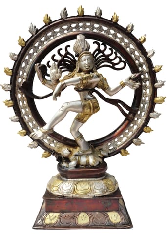 Brass Showpiece Nataraja Statue With Tri Color Finish - 11*4*14 Inch (BS358)
