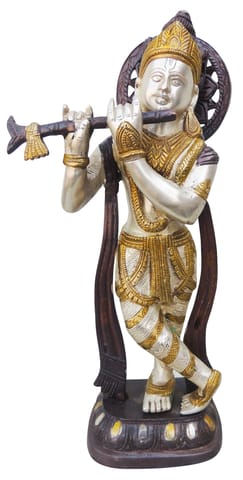 Brass Showpiece Krishna Statue - 6.5*3.4*13.8 Inch (BS673 B)