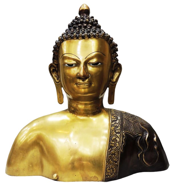 Brass Showpiece Buddha Head Statue - 16.2*6.5*17 Inch (BS789 D)