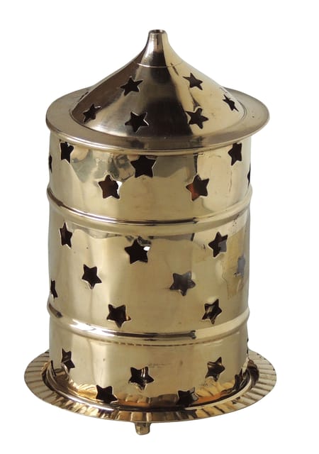 Brass Table Decor Oil Lamp, Deepak - 3.6*3.6*6.5 Inch (Z539 C)