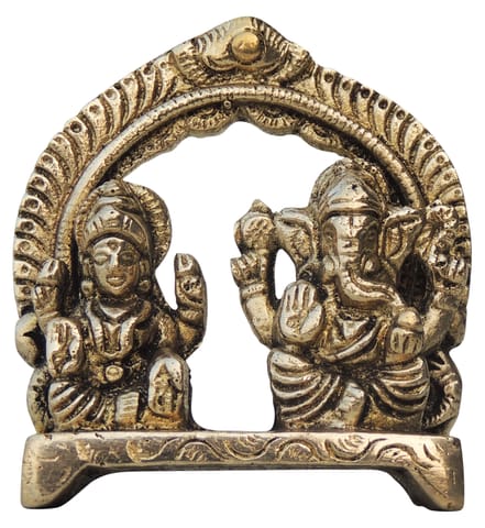 Brass Showpiece Laxmi Ganesh Statue - 2.6*1*3 Inch (BS1233 A)
