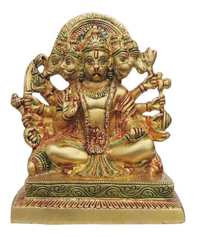 Brass Showpiece Panchmukhi Hanuman Ji Statue  - 5*1.5*7.5 Inch (BS1302 D)