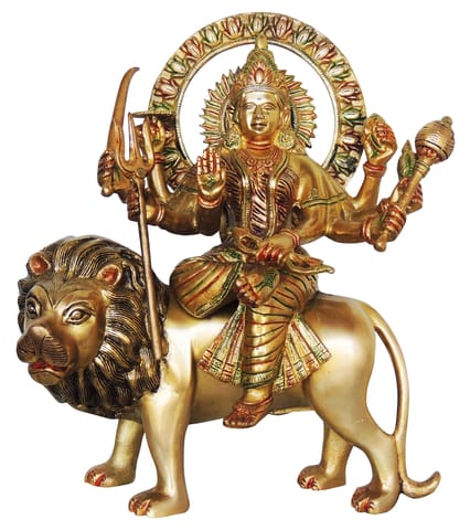 Brass Showpiece Durga Ji God Idol Statue - 11*4*13 Inch (BS418)
