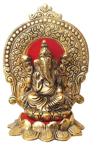 Aluminium Showpiece Lotus Ganesh Statue - 4.5*3.3*6.3 Inch (AS262 G)