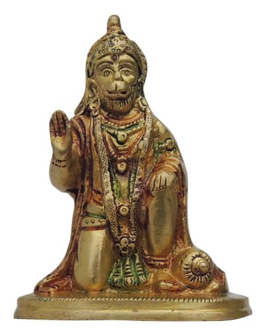Brass Showpiece Sitting Hanuman Ji God Idol Statue - 3.5*2.2*5 Inch (BS970 A)