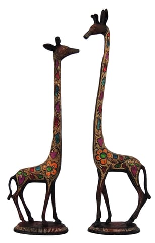 Brass Showpiece Giraffe Statue - 6.5*3.5*22 Inch (AN157)